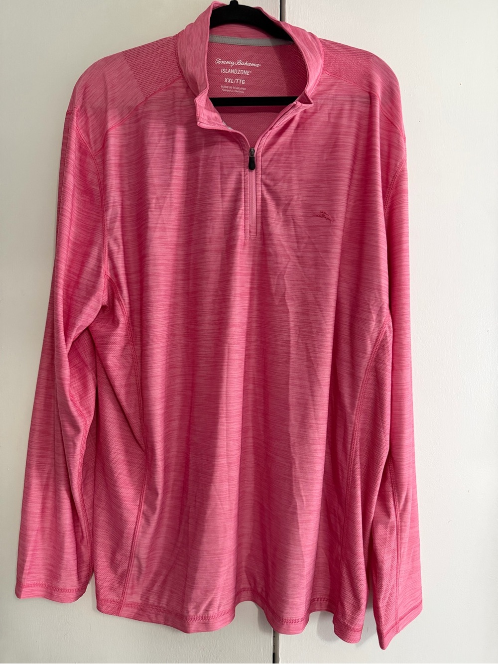 Tommy Bahama Men’s Pink Long-Sleeve Quarter-Zip Performance Shirt XXL
